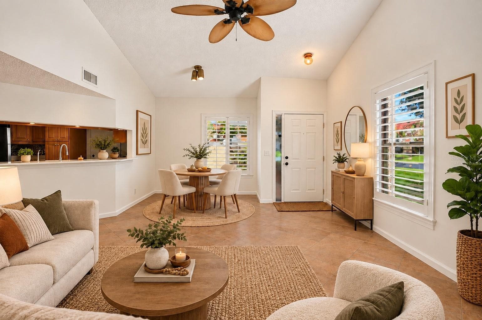 Virtually Staged Breakfast Nook and Living Room - 10 VIA DE CASAS SUR #101, BOYNTON BEACH