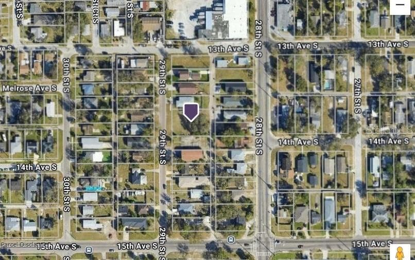 Close-up Satellite View of Oversized Vacant Lot on 29th Street S Showing Rear Alley Access - 29TH ST S, ST PETERSBURG