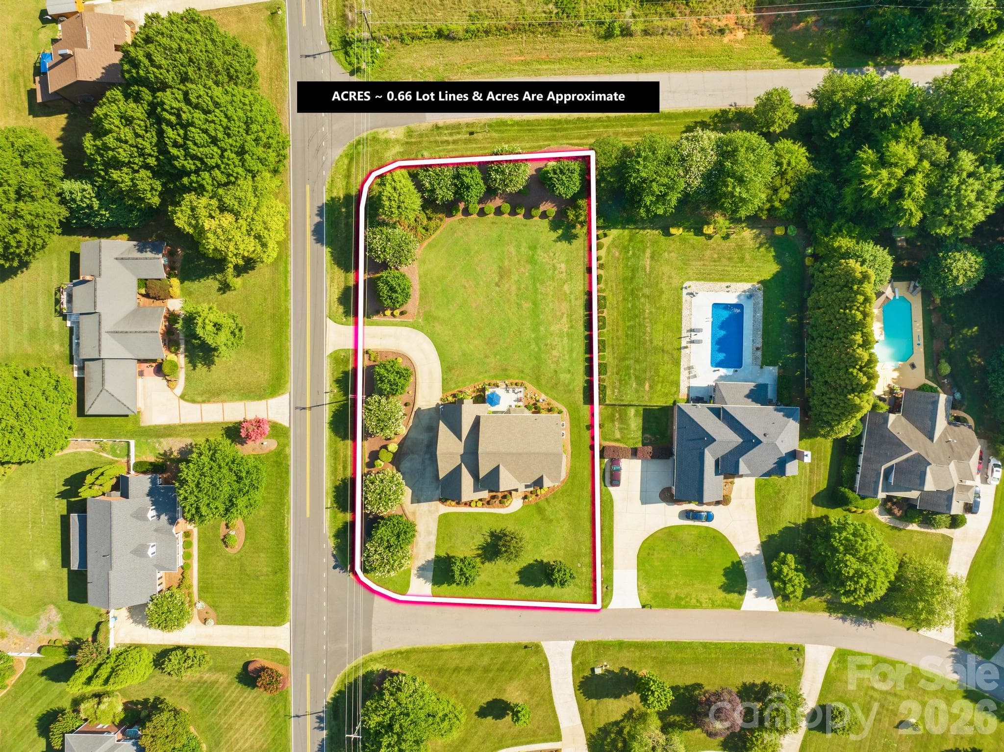 Aerial view of approximate property lines - 105 Mandarin Drive, Mooresville