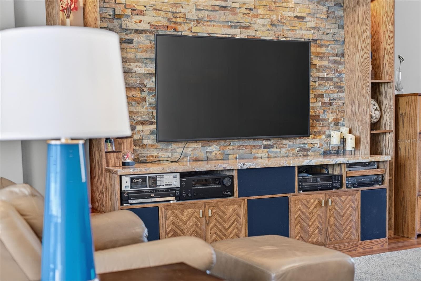 Custom made media wall with storage for all your entertainment equipment. - 2444 PAWTUCKET PASS, MOUNT DORA
