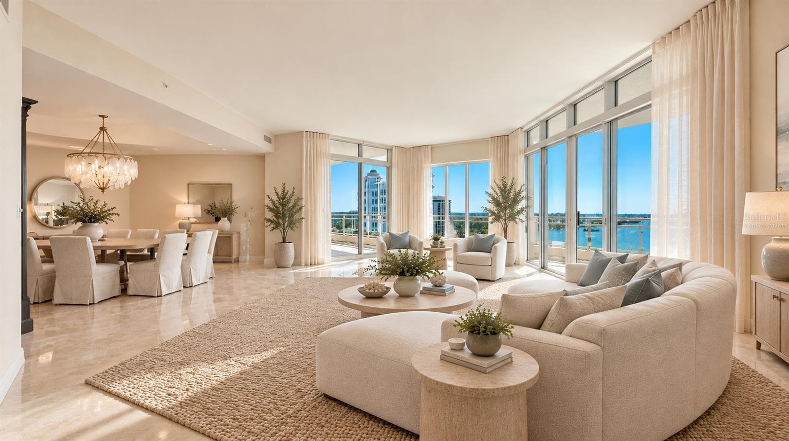 Virtually Staged Great Room & Dining Room - 340 S PALM AVE #101, SARASOTA