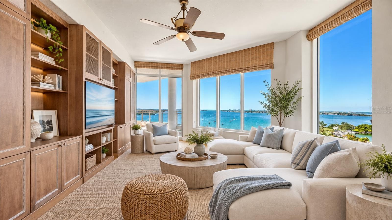 Virtually Staged Family Room - 340 S PALM AVE #101, SARASOTA