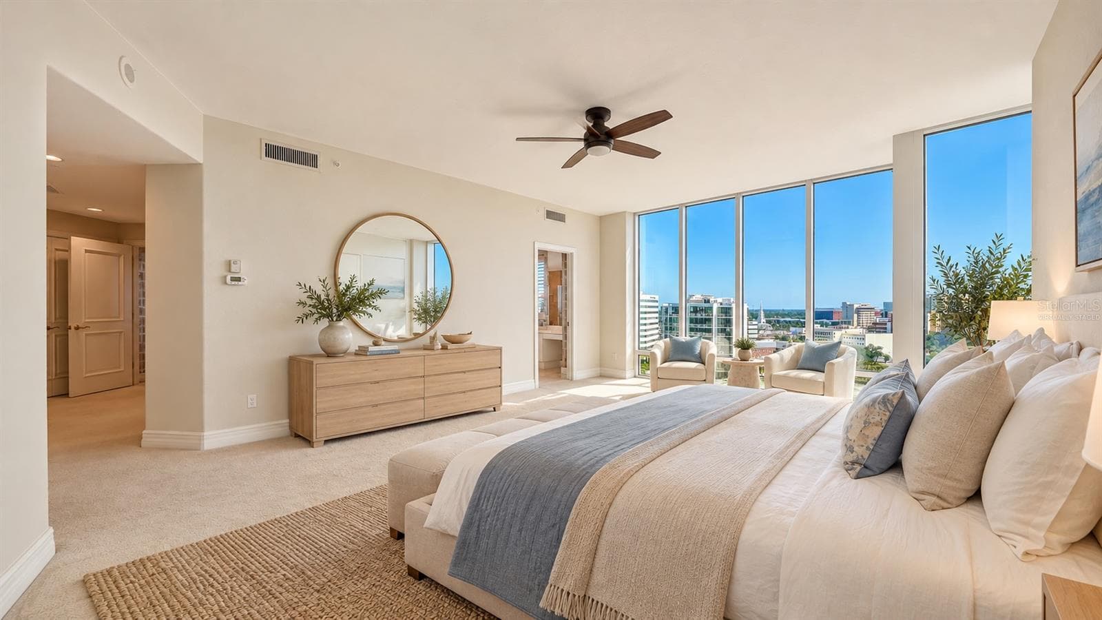 Virtually Staged Primary Bedroom - 340 S PALM AVE #101, SARASOTA