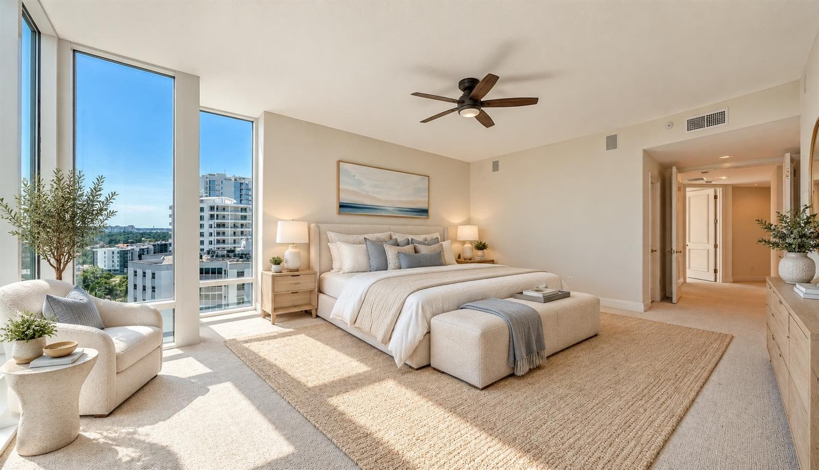 Virtually Staged Primary Bedroom - 340 S PALM AVE #101, SARASOTA