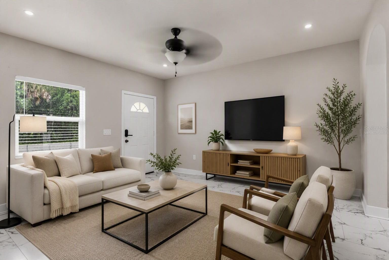 Living Room virtually staged - 3954 S SANFORD AVE, SANFORD