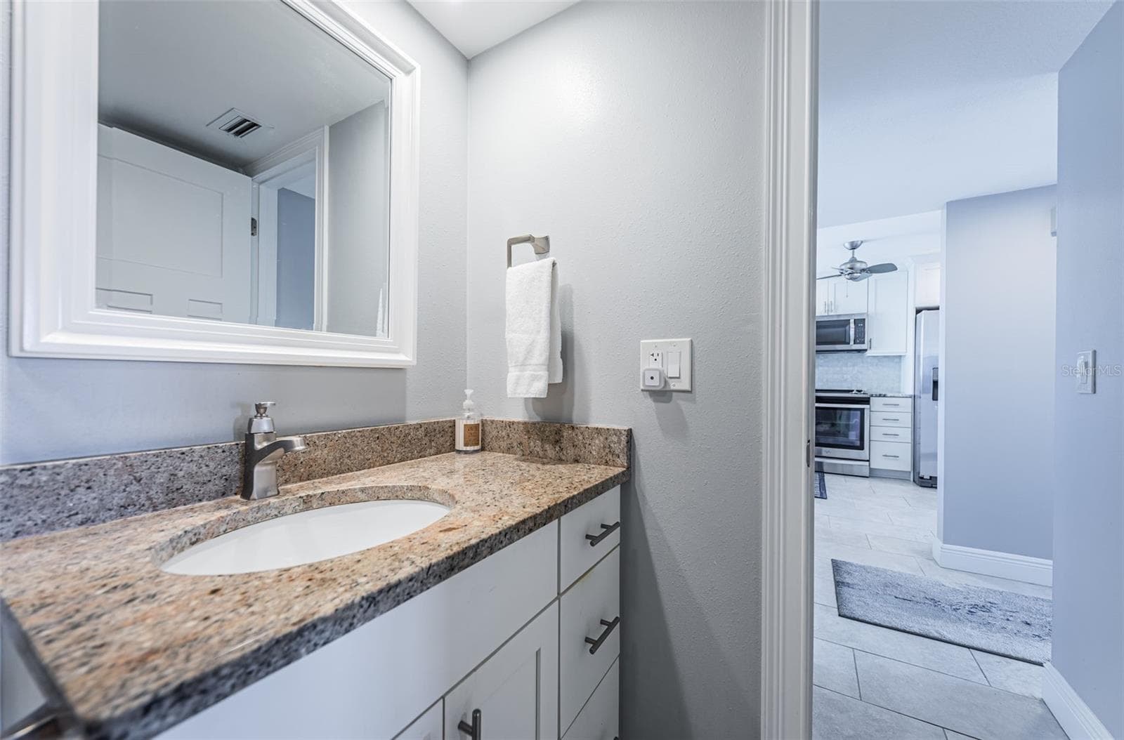 Access to the bathroom from the hallway and primary bedroom - 4775 COVE CIR #904, ST PETERSBURG