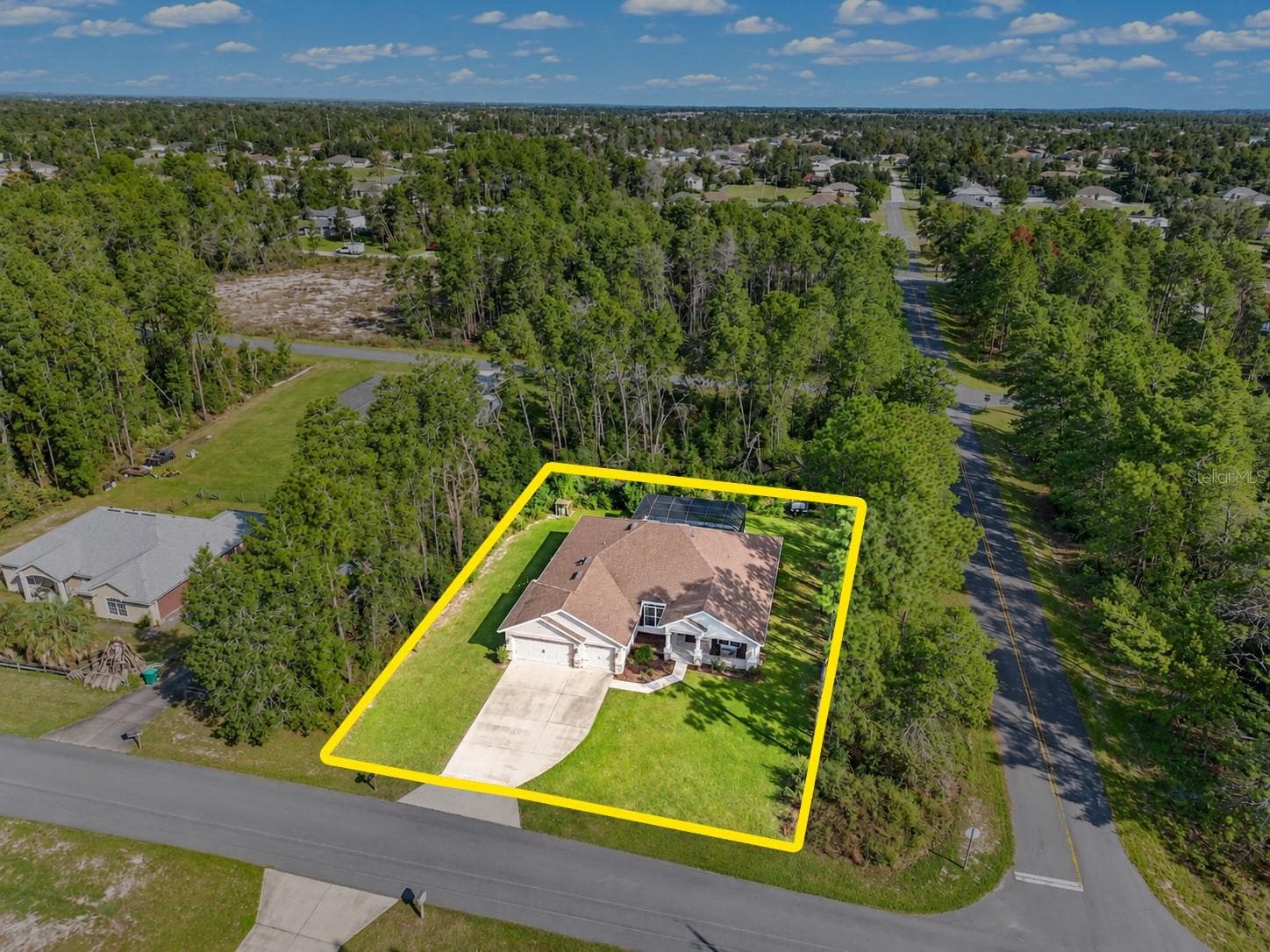 Aerial View with Property Line - 4655 SW 112TH LN, OCALA
