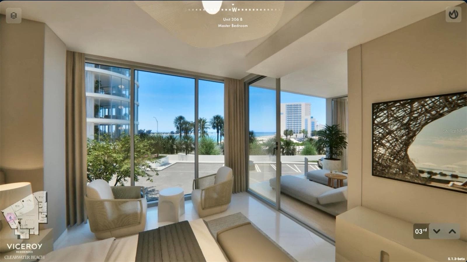 Primary Bedroom and Patio - To Be Built - 805 S GULFVIEW BLVD #306B, CLEARWATER