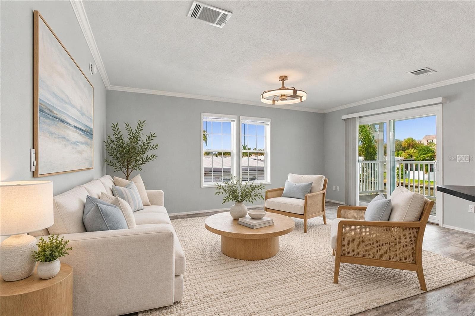 Open Living Room wth Sliders to back patio and water access - 18675 U.S. HIGHWAY 19 N. #349, CLEARWATER