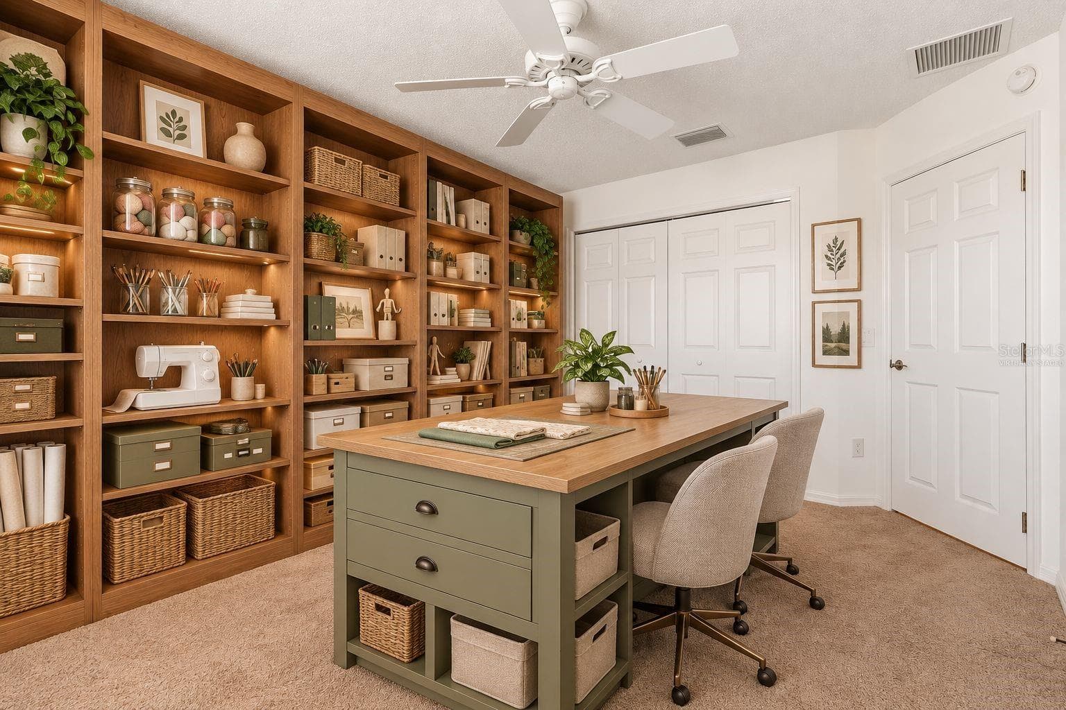 Virtually Staged - Hobby Room - Bedroom #2 Custom Bookshelves - 1563 EASTOVER TER, THE VILLAGES