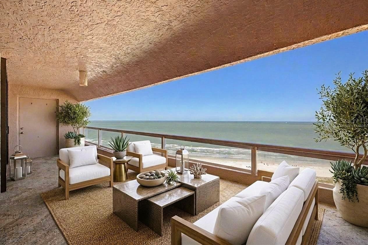 Virtually staged balcony - 1310 GULF BLVD #14E, CLEARWATER
