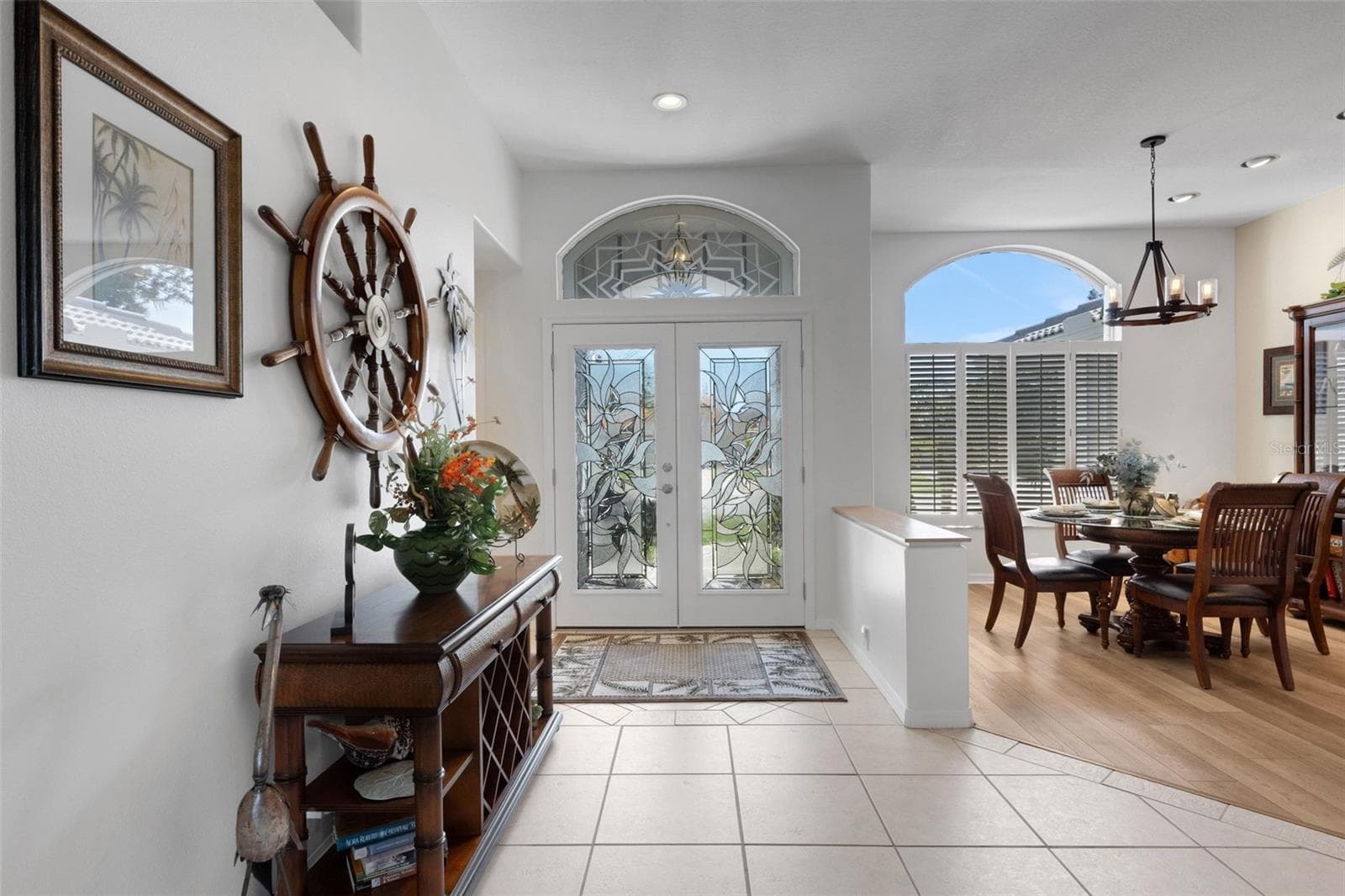 Beautiful laded glass front door and transom - 4806 PERIDIA BLVD E, BRADENTON