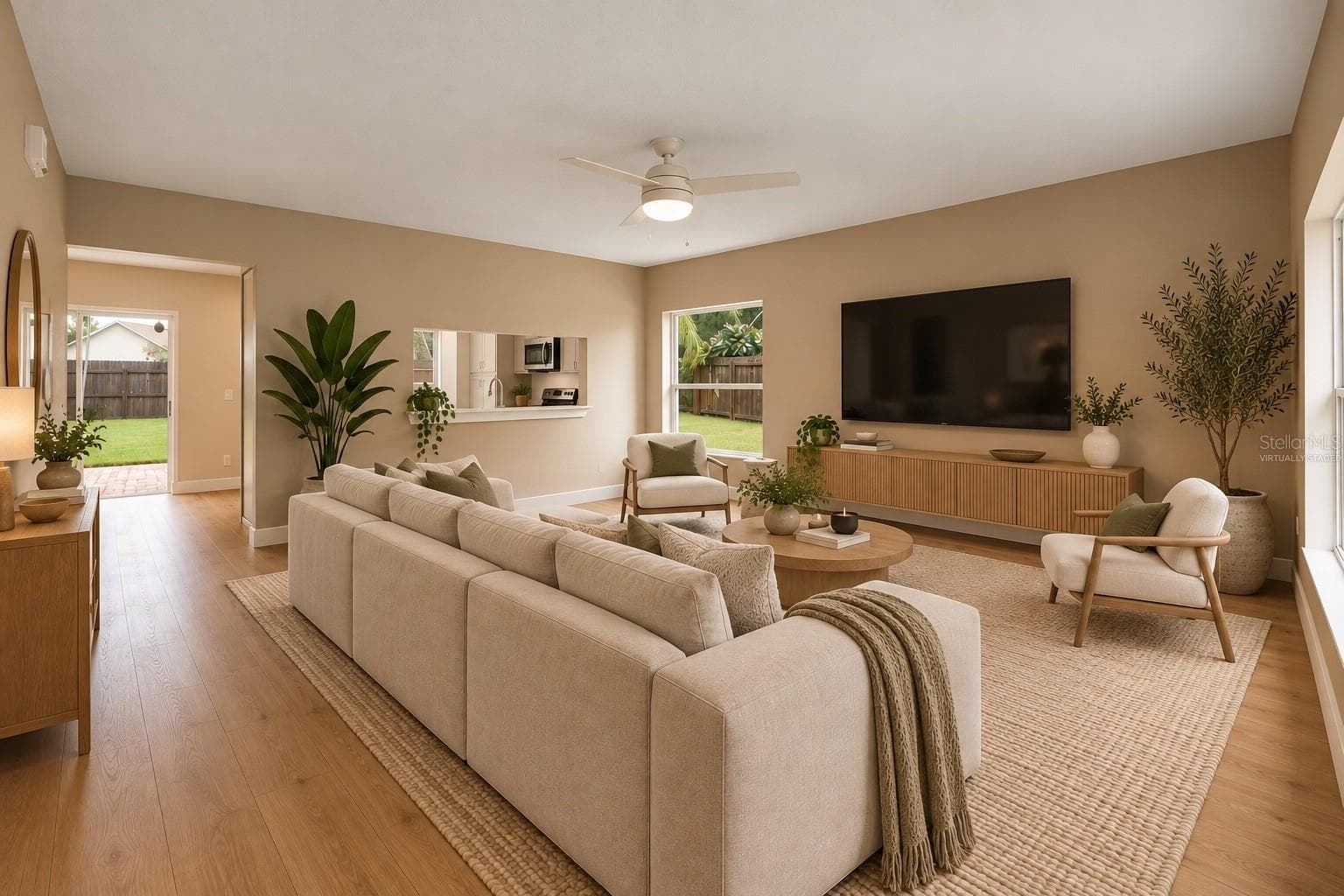 Living room Virtually Staged - 4336 WILLOWCREST CT, ORLANDO