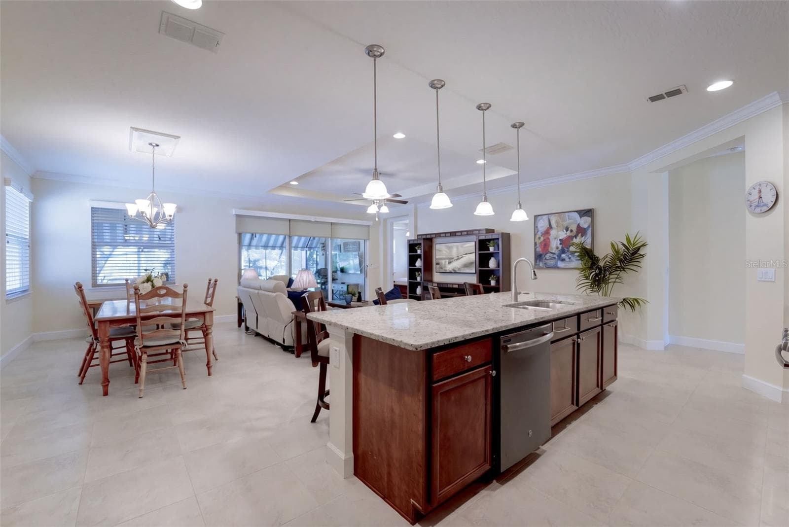 View of the Dining & Great Room areas from the Kitchen - 1233 EGGLESTON DRIVE, DELAND