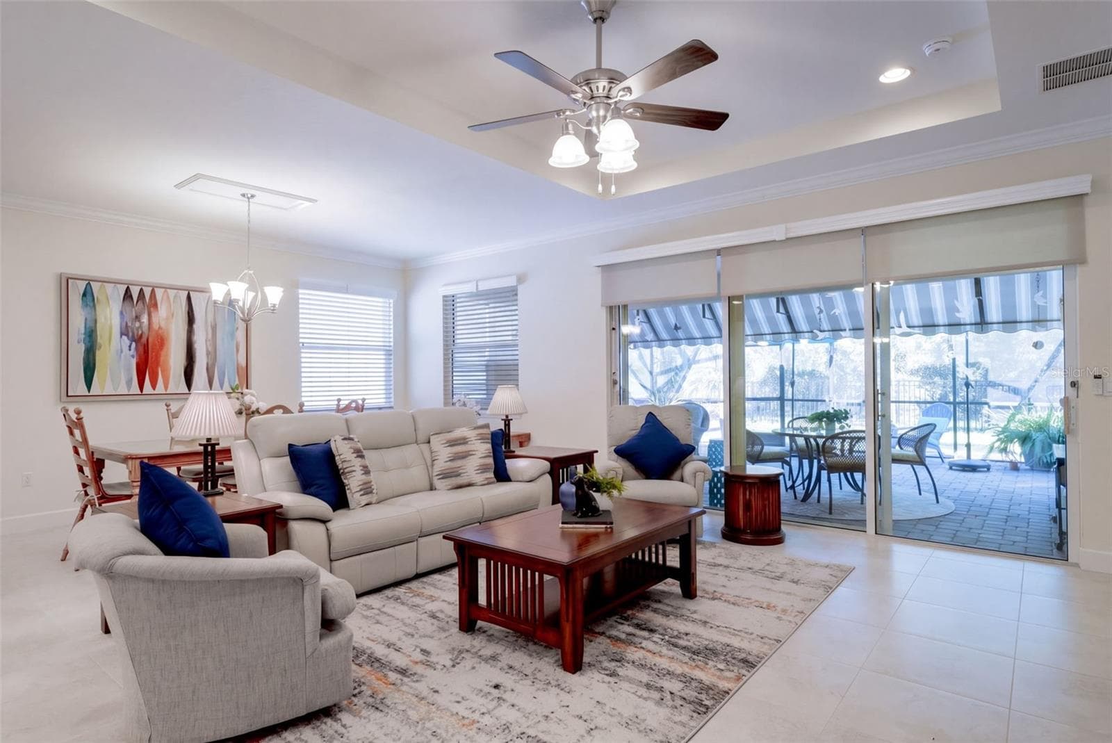 View of the Great Room, Dining Room & expanded screen enclosed covered Lanai - 1233 EGGLESTON DRIVE, DELAND