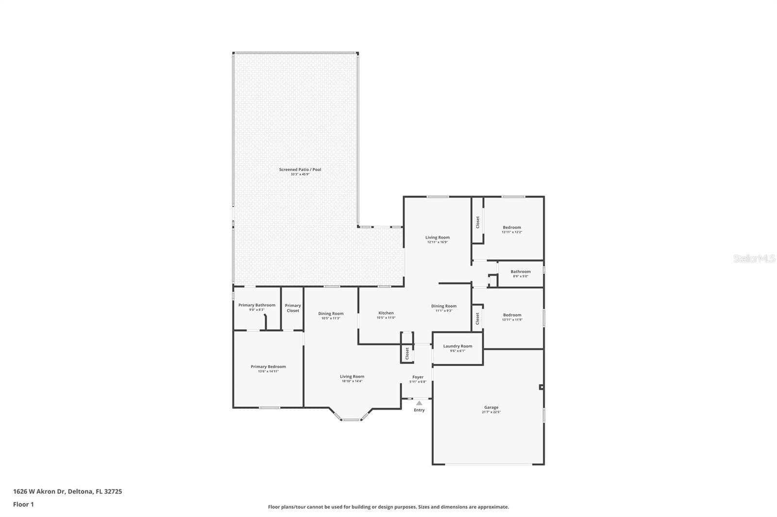 Floorplan - 1626 W AKRON DR, DELTONA