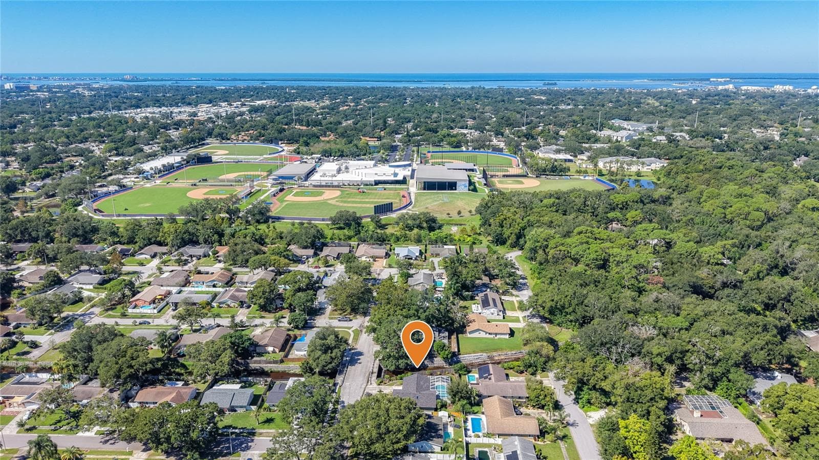 Aerial View West - 1852 SOURWOOD BLVD, DUNEDIN