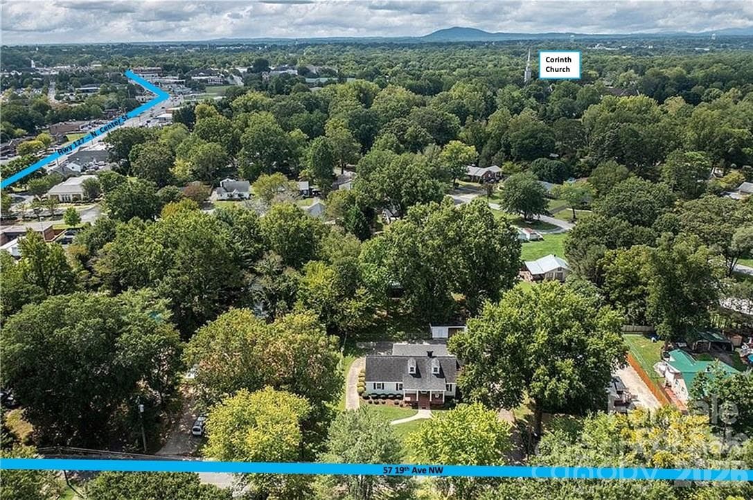 Aerial View showing the house and HWY 127 - 57 19th Avenue NW, Hickory