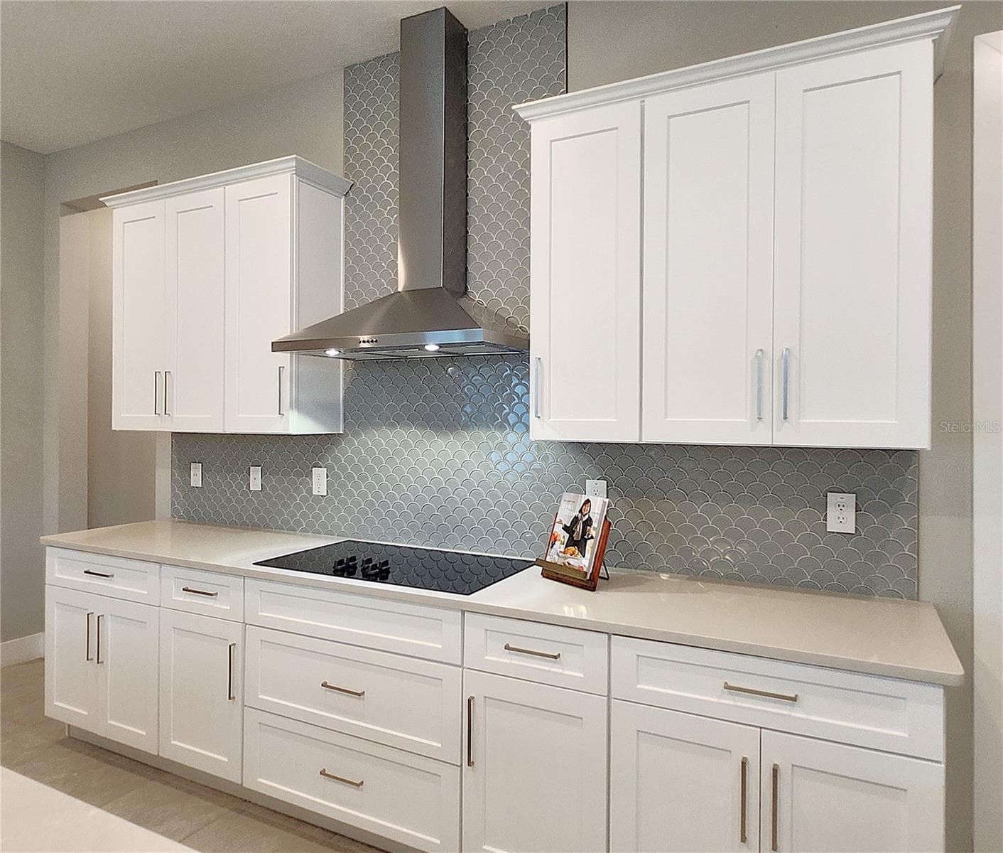 Quartz Countertops, Glass Backsplash, External Vent - 8896 DRUMMER PLANK DR, WESLEY CHAPEL
