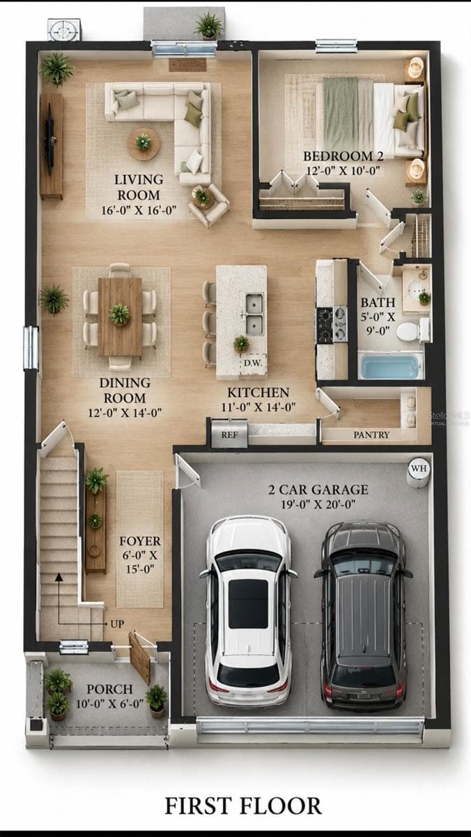 Virtually Staged downsatairs floor plan - 10213 BOGGY MOSS DR, RIVERVIEW
