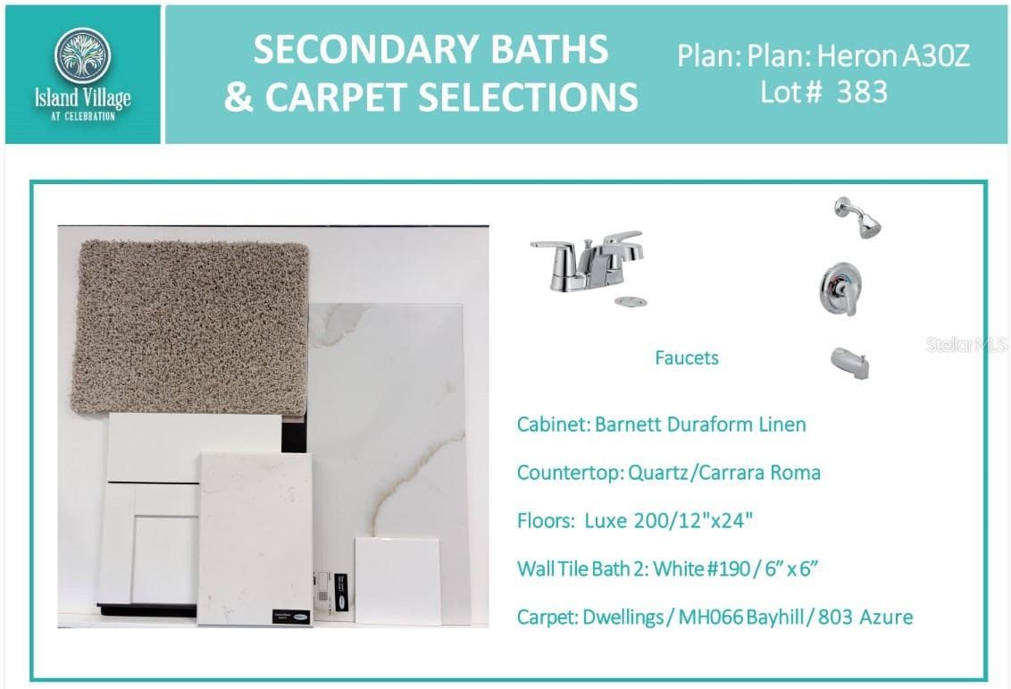 Island Village Lot 383 Secondary Baths & Carpet Selections - 2540 CELEBRATION BLVD, CELEBRATION