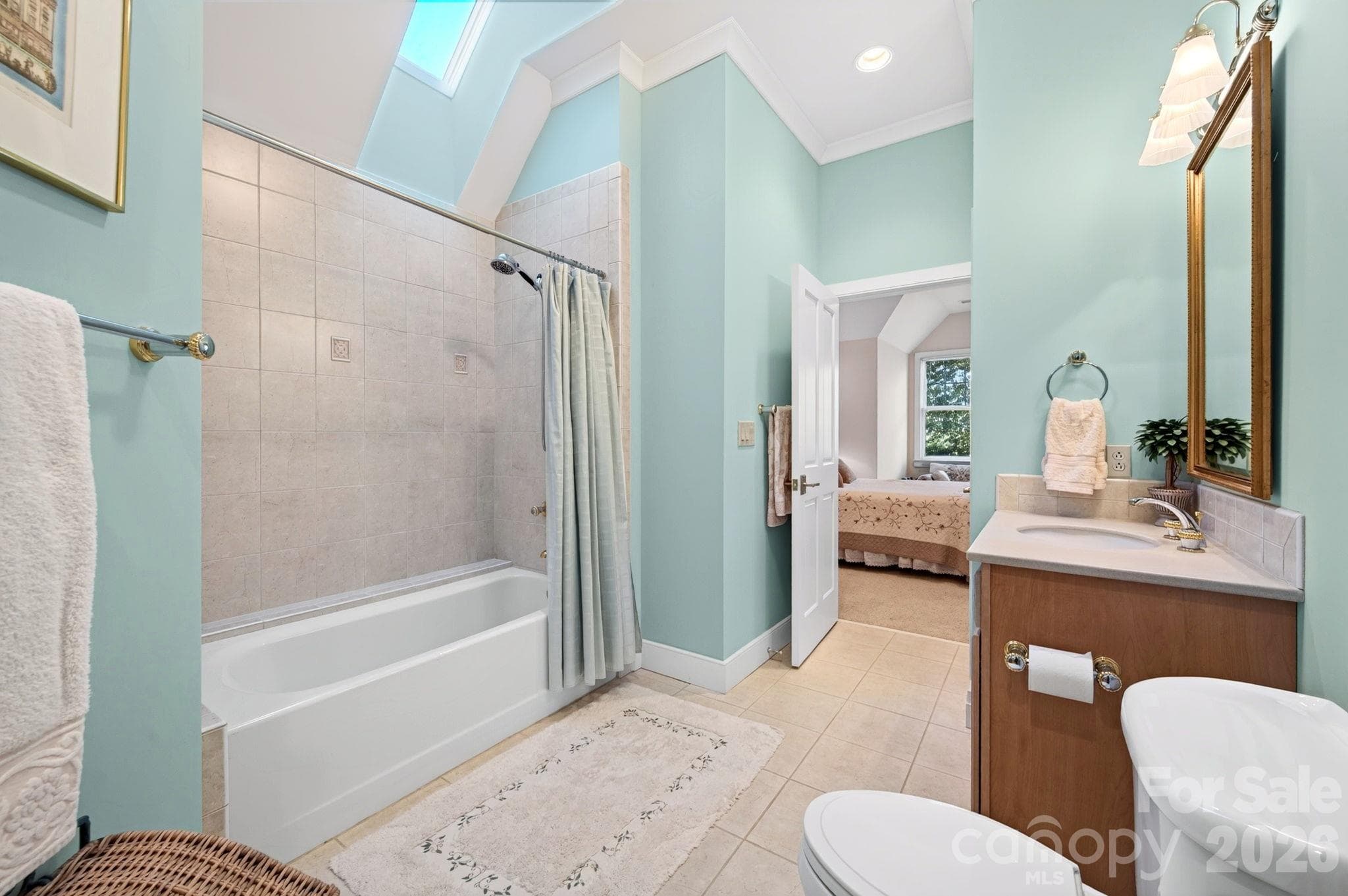 Jack-and-Jill Full Bath with Skylight - 211 South Plains Drive, Asheville