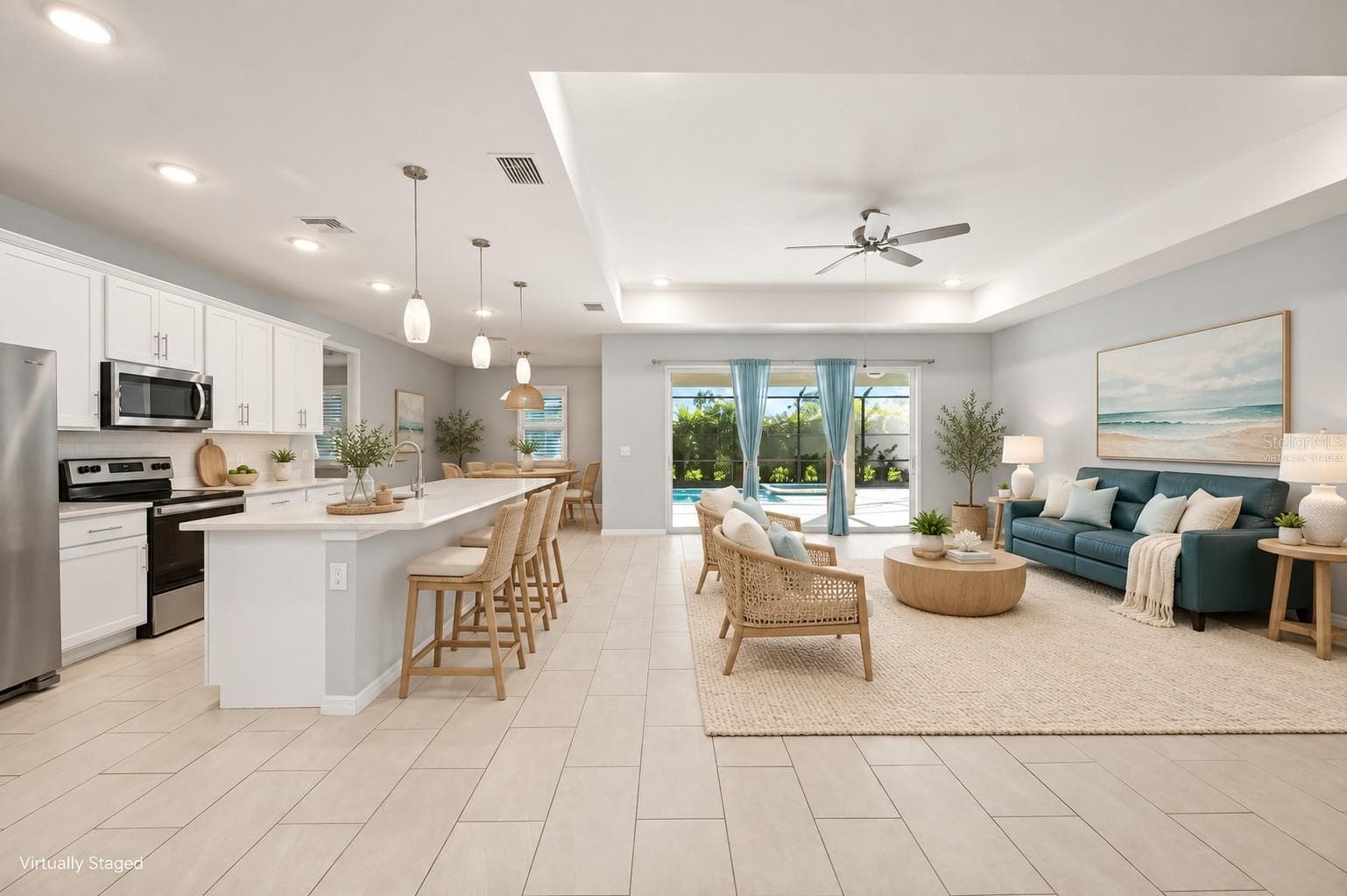 Great Room w/Kitchen Virtually Staged - 25416 PRADA DR, PUNTA GORDA