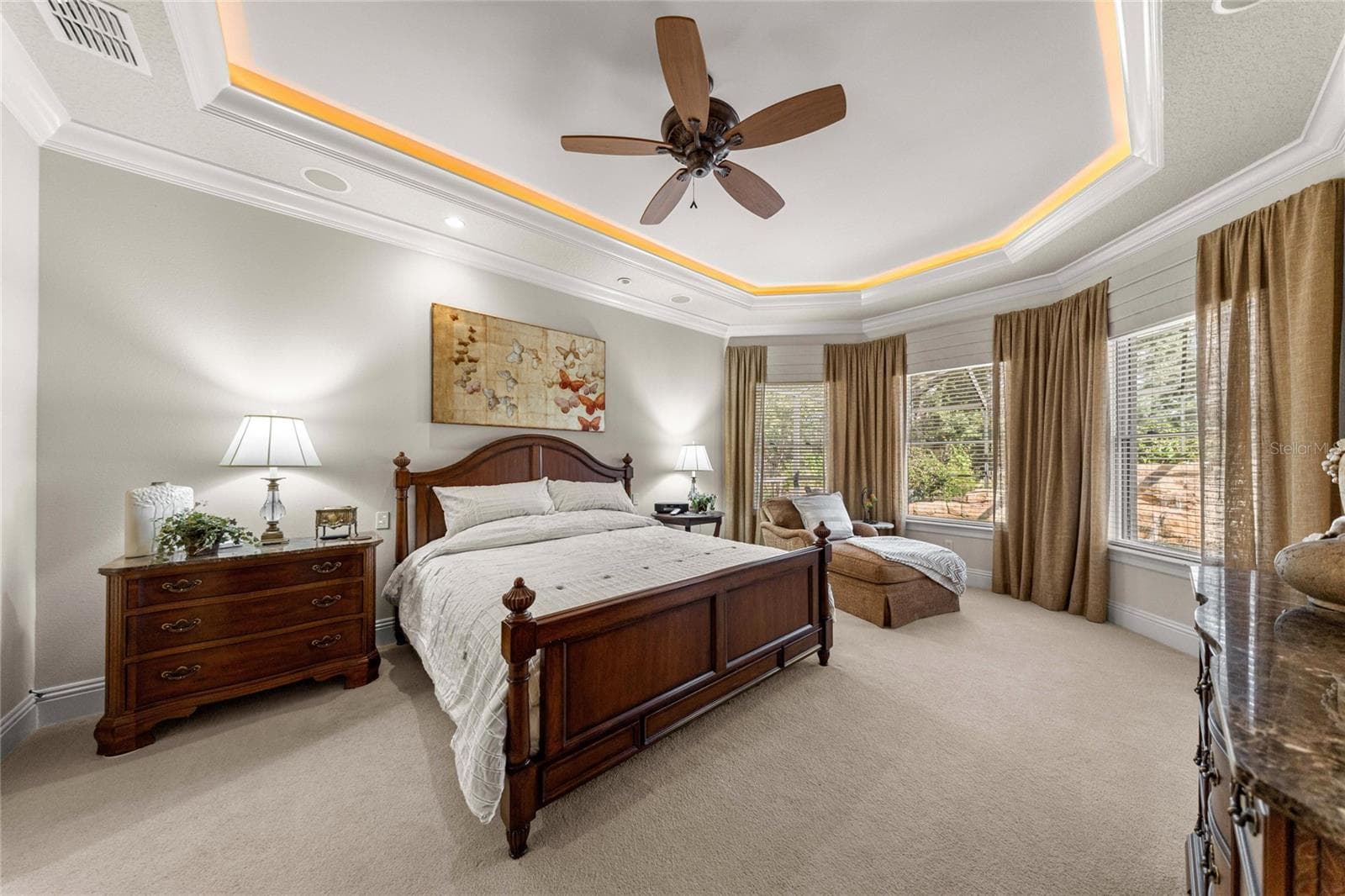 Spacious owner's suite featuring illuminated tray ceiling, and crown molding - 6501 SW 179TH AVENUE RD, DUNNELLON