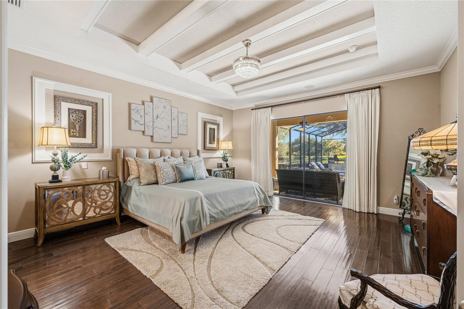 Coffered Ceiling in Primary Bedroom - 3021 PALERMO CT, MOUNT DORA