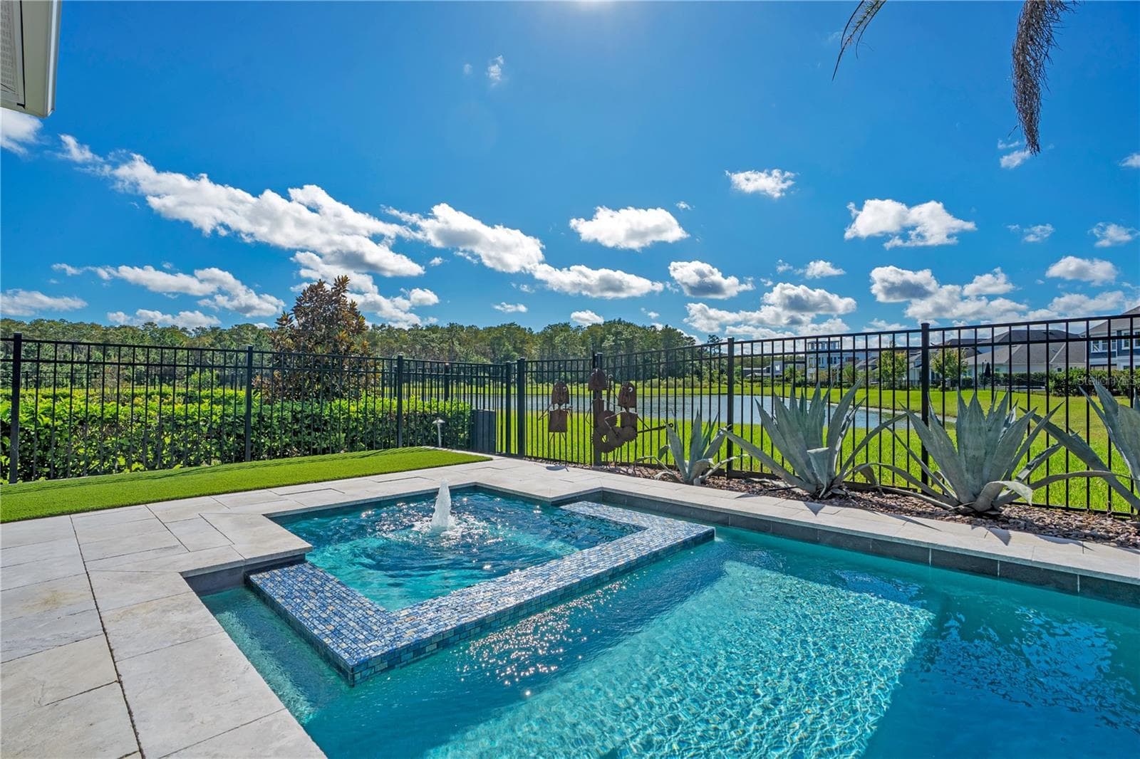 Heated salt water pool and spa with open sky and a peaceful water and conservation view. - 8336 CANETTI ST, ORLANDO