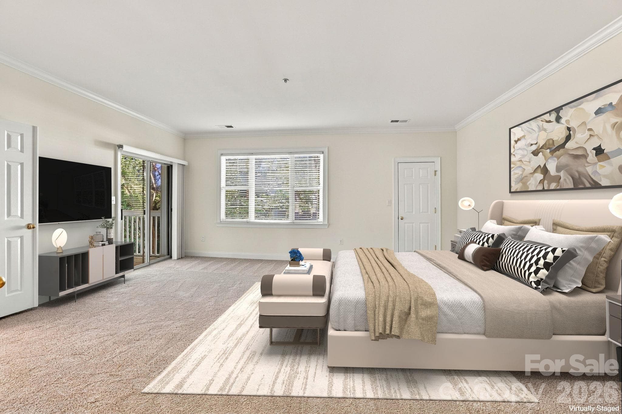 Primary Bedroom with private balcony - 5601 Fairview Road, Charlotte