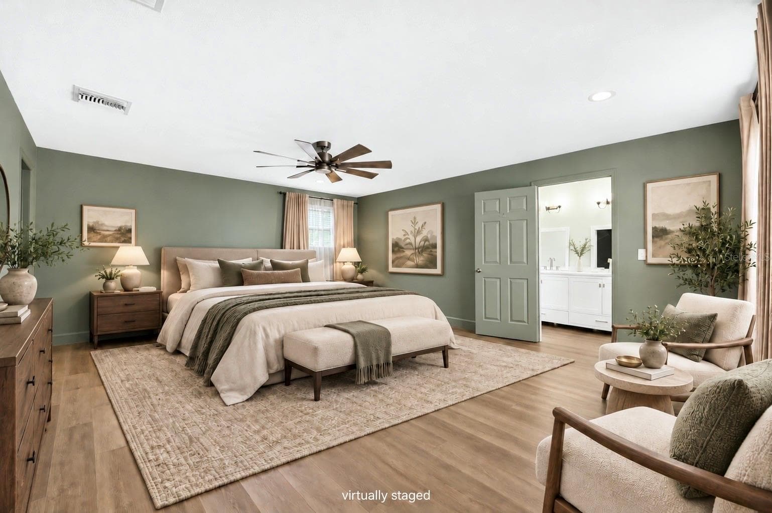 Digitally Staged Master Bedroom - 1333 SE 3RD ST, OCALA