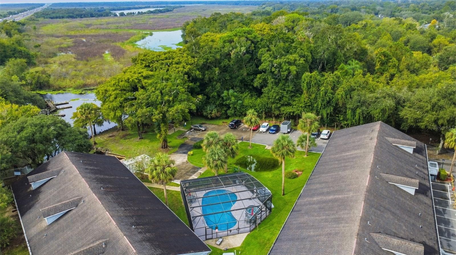 AERIAL VIEW OF COMMUNITY POOL - 313 DIRKSEN DR #G4, DEBARY