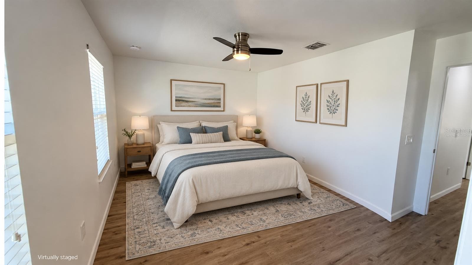 Virtually staged - Bedroom. Digital furniture and decor illustrate a possible layout; furnishings are not included. Original unstaged view retained. - 2255 SHEBOYGAN PL, KISSIMMEE