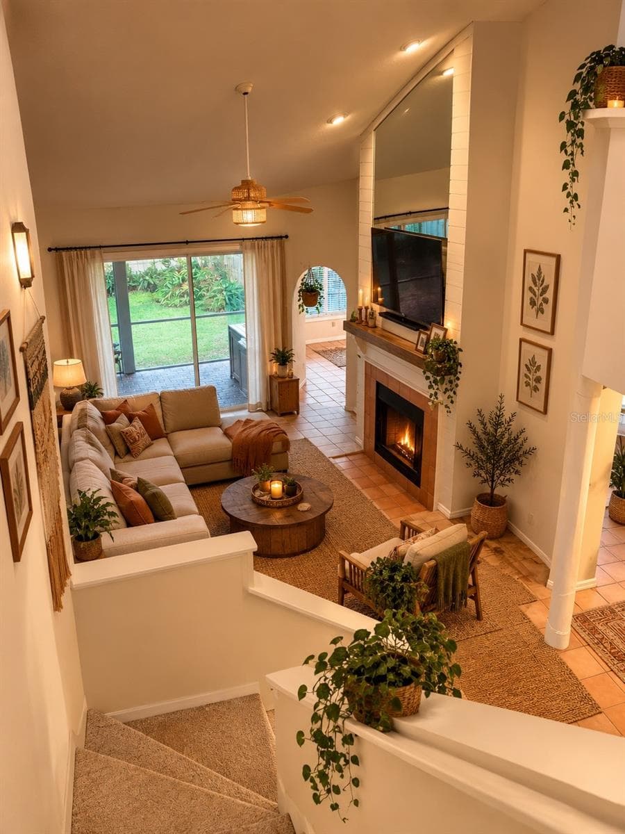 Living room virtual staged - 402 DATE PALM CT NE, ST PETERSBURG