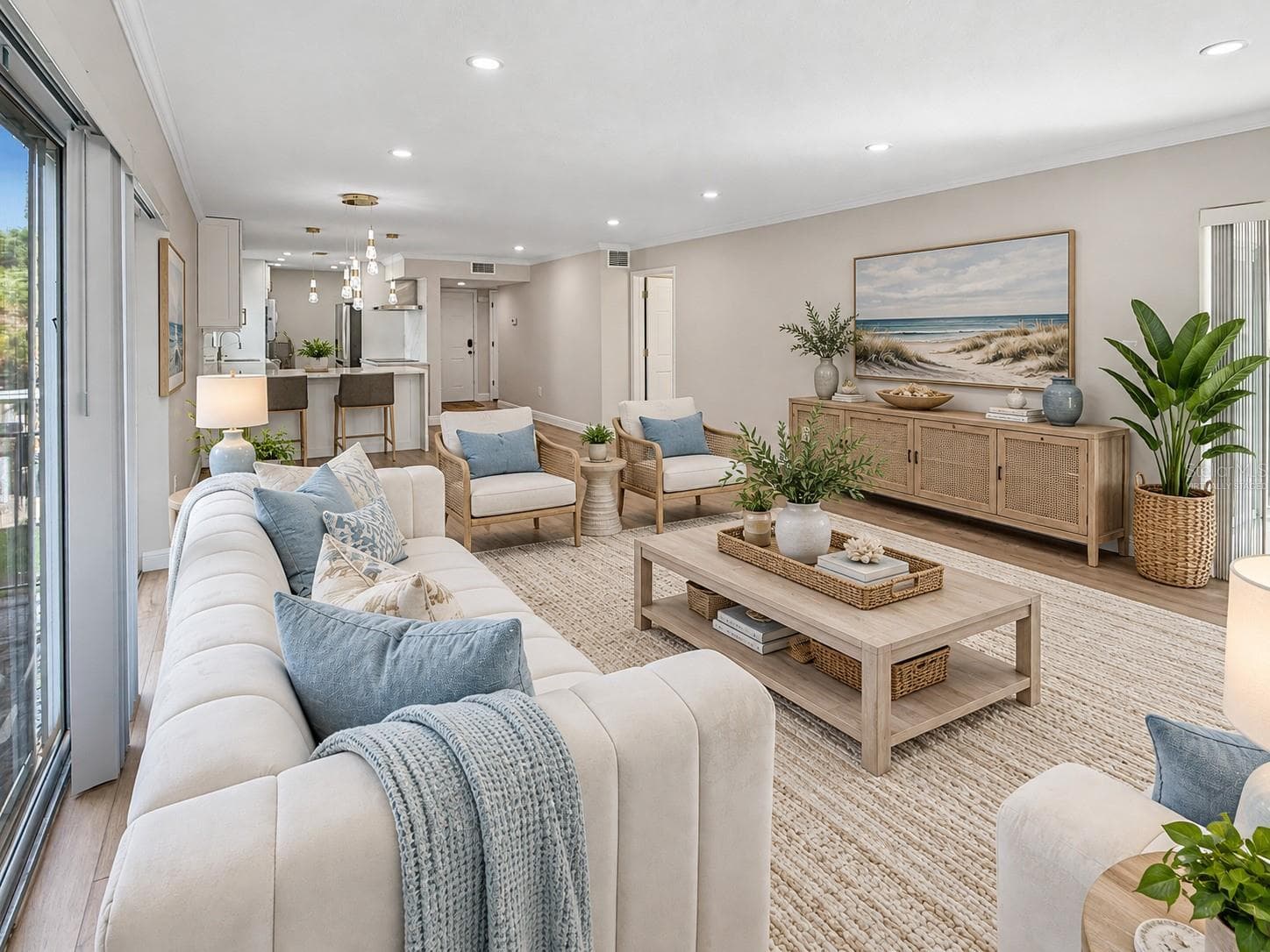 Living Room Virtually Staged - 919 OSCEOLA RD #207, BELLEAIR