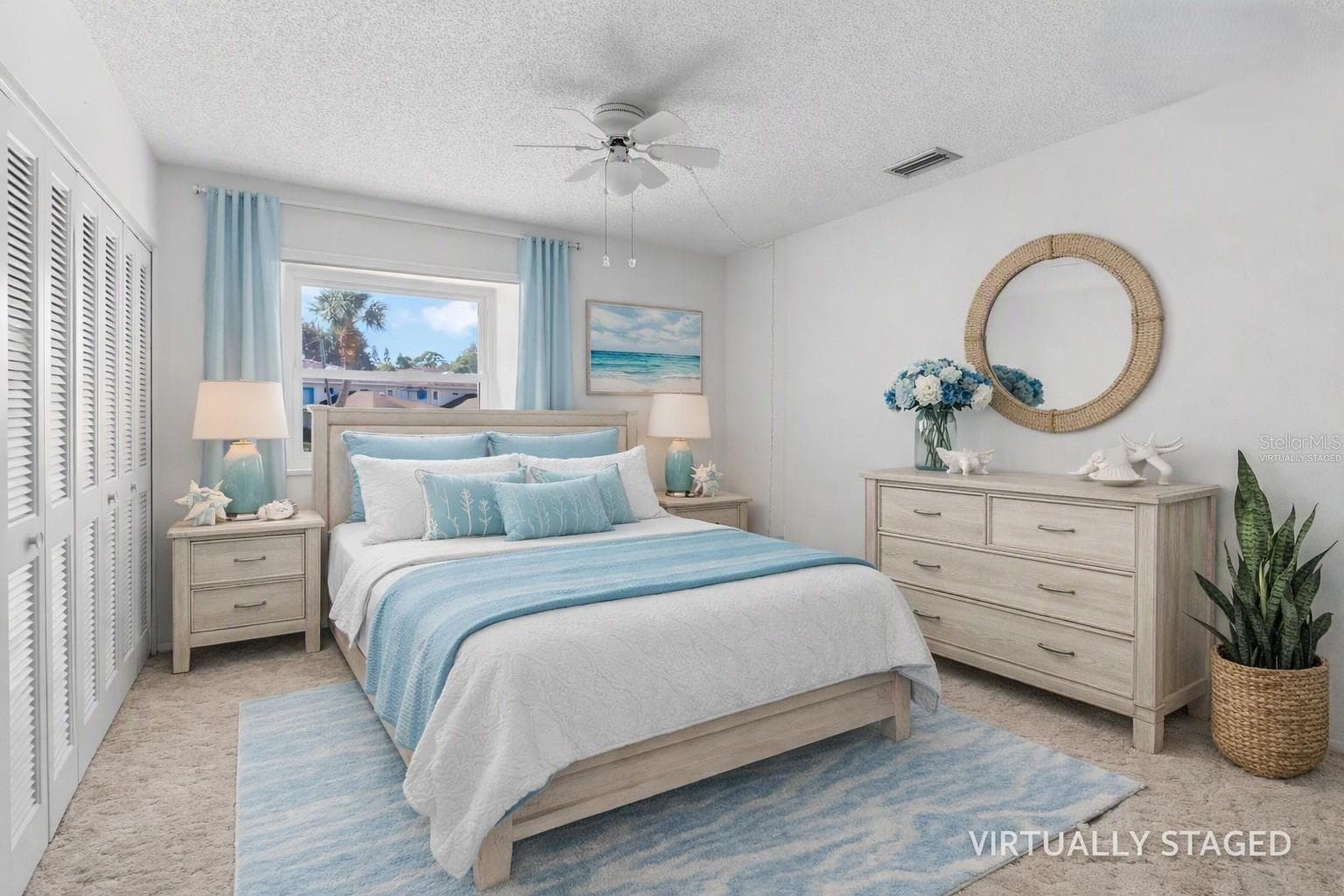 Virtually staged secondary bedroom looking from the door - 2980 HAINES BAYSHORE RD #105, CLEARWATER