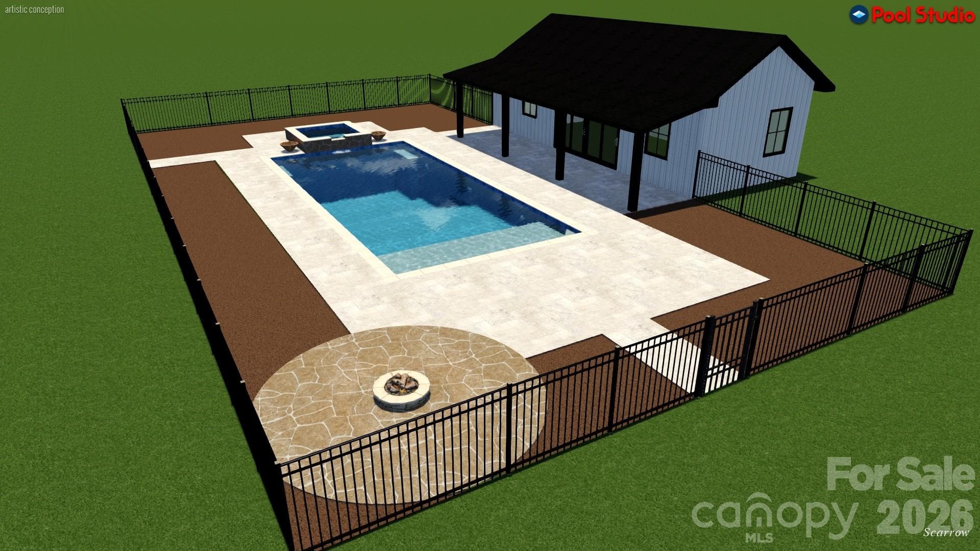 Drawings of possible pool in back yard from Magnolia Luxury Pools - 15800 Henry Lane, Huntersville