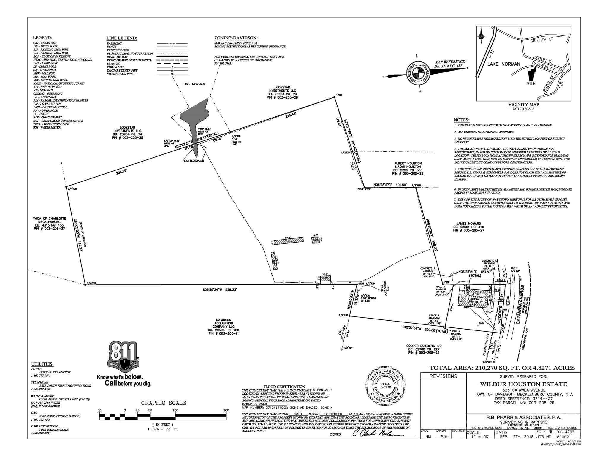 Survey of Property - 335 Catawba Avenue, Davidson