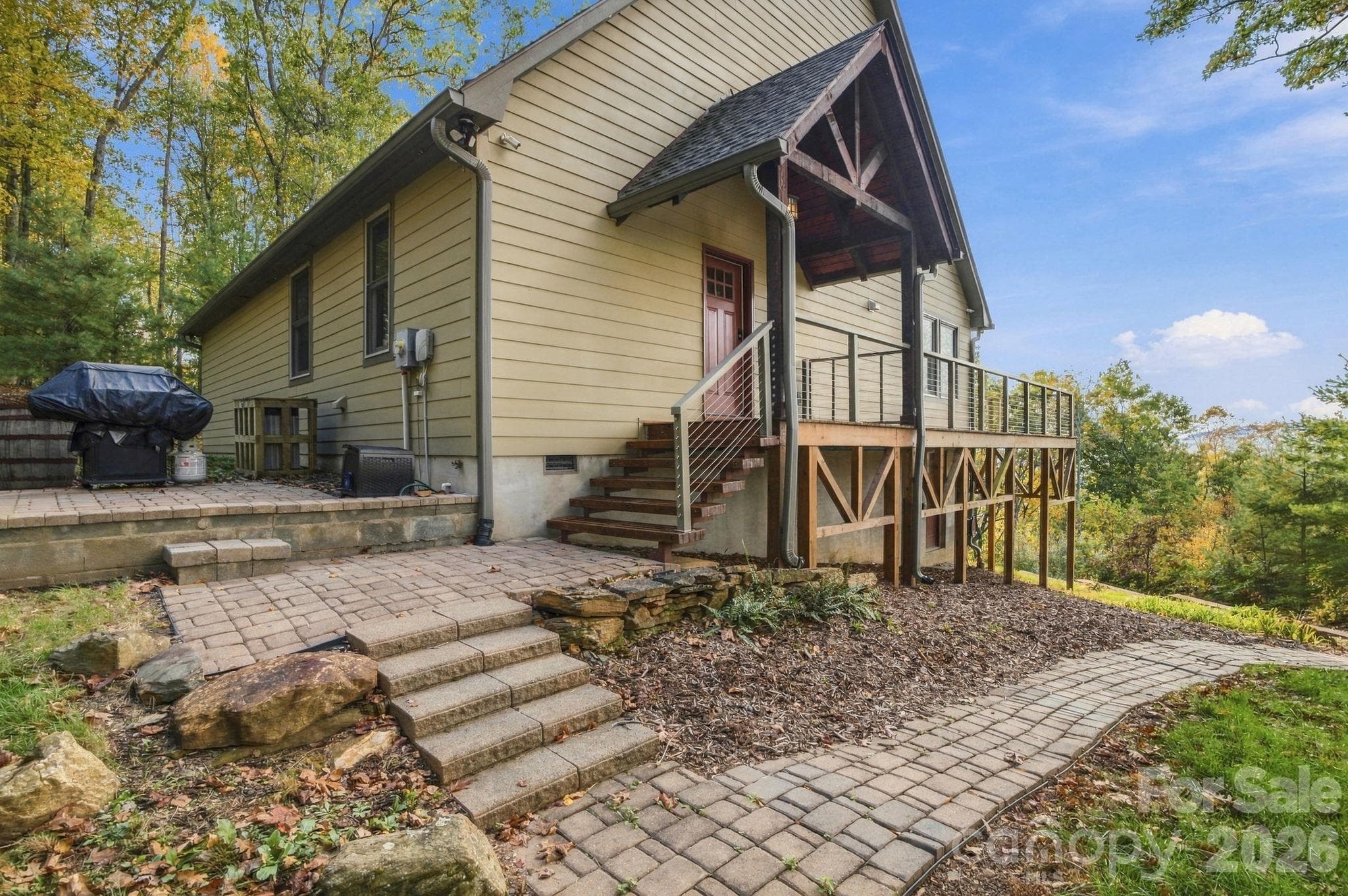 Side porch with grilling area below - 1206 River Stone Drive, Laurel Springs