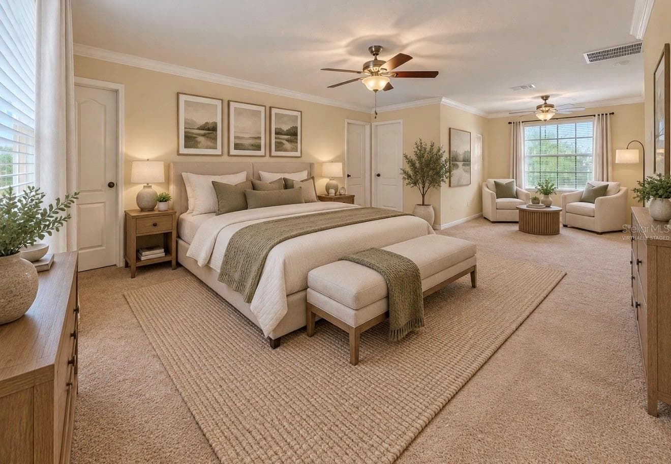 Virtually Staged Primary Bedroom with Sitting Area - 12130 STREAMBED DR, RIVERVIEW