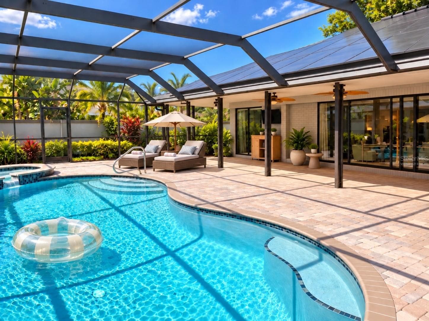 VIRTUALLY Staged Lanai 6 Per SPA - 6993 COUNTRY LAKES CIR, SARASOTA