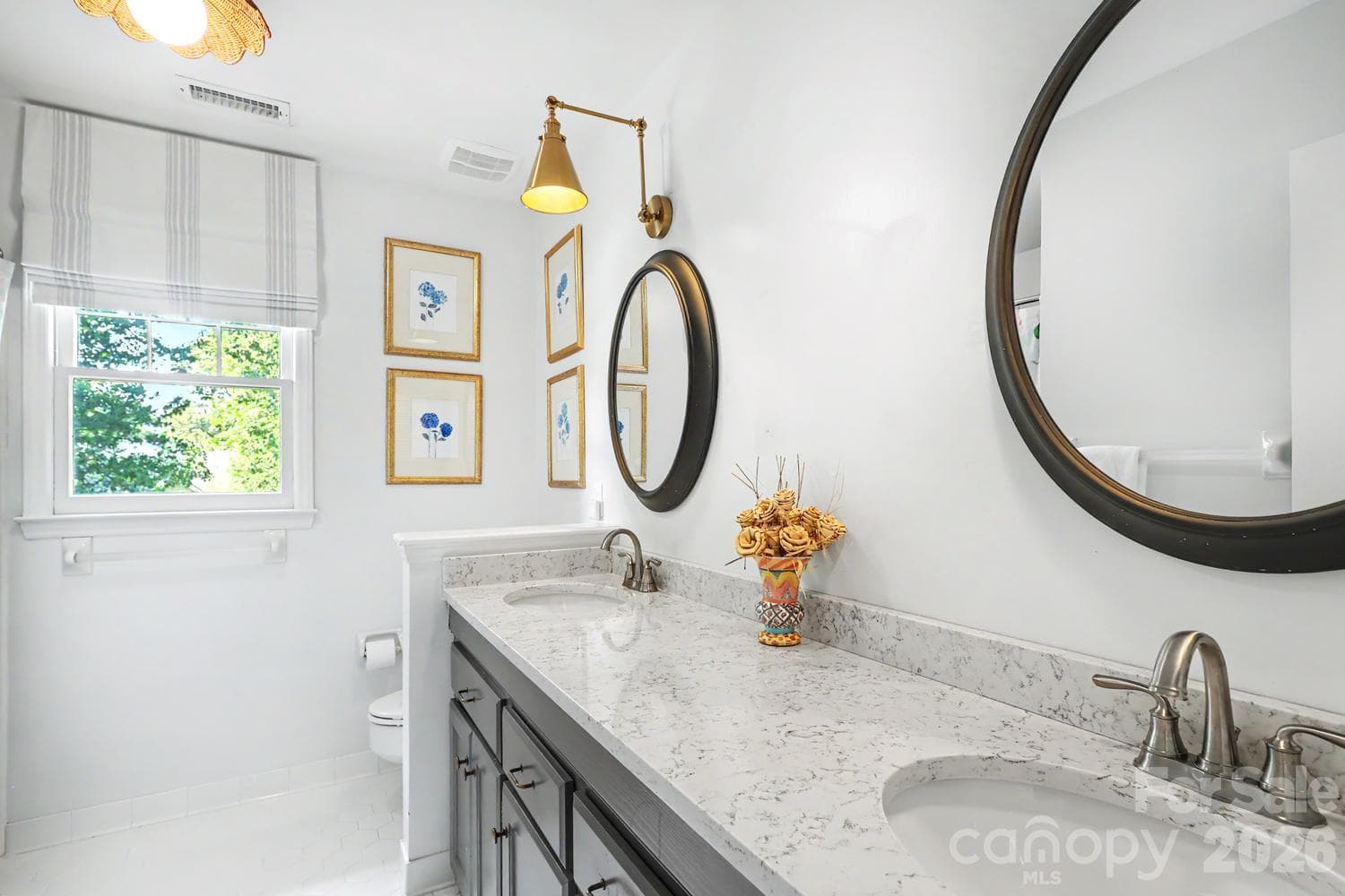 Hall bathroom, two sinks - 5515 McCallum Court, Charlotte