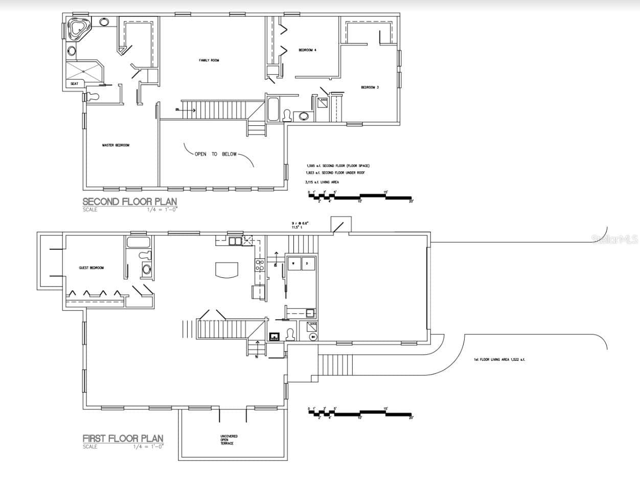 First floor and Second Story Floor house plans for the two story home with a roof. Drawing to scale- to fit within the City of Tampa building footprint on the homesite that was has been approved on the PUD from City of Tampa - 2902 N PERRY AVE, TAMPA