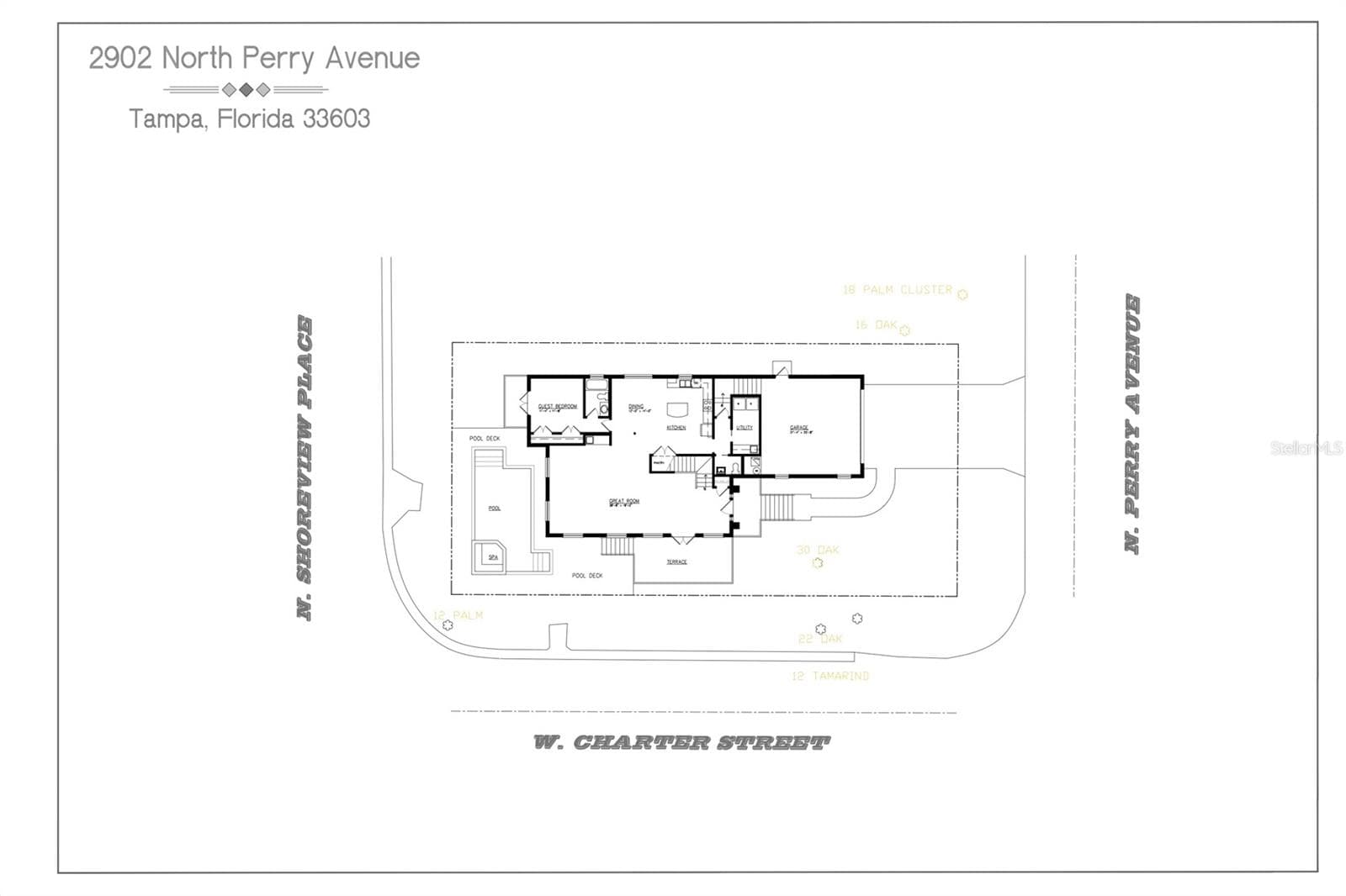foot print of home and pool - 2902 N PERRY AVE, TAMPA