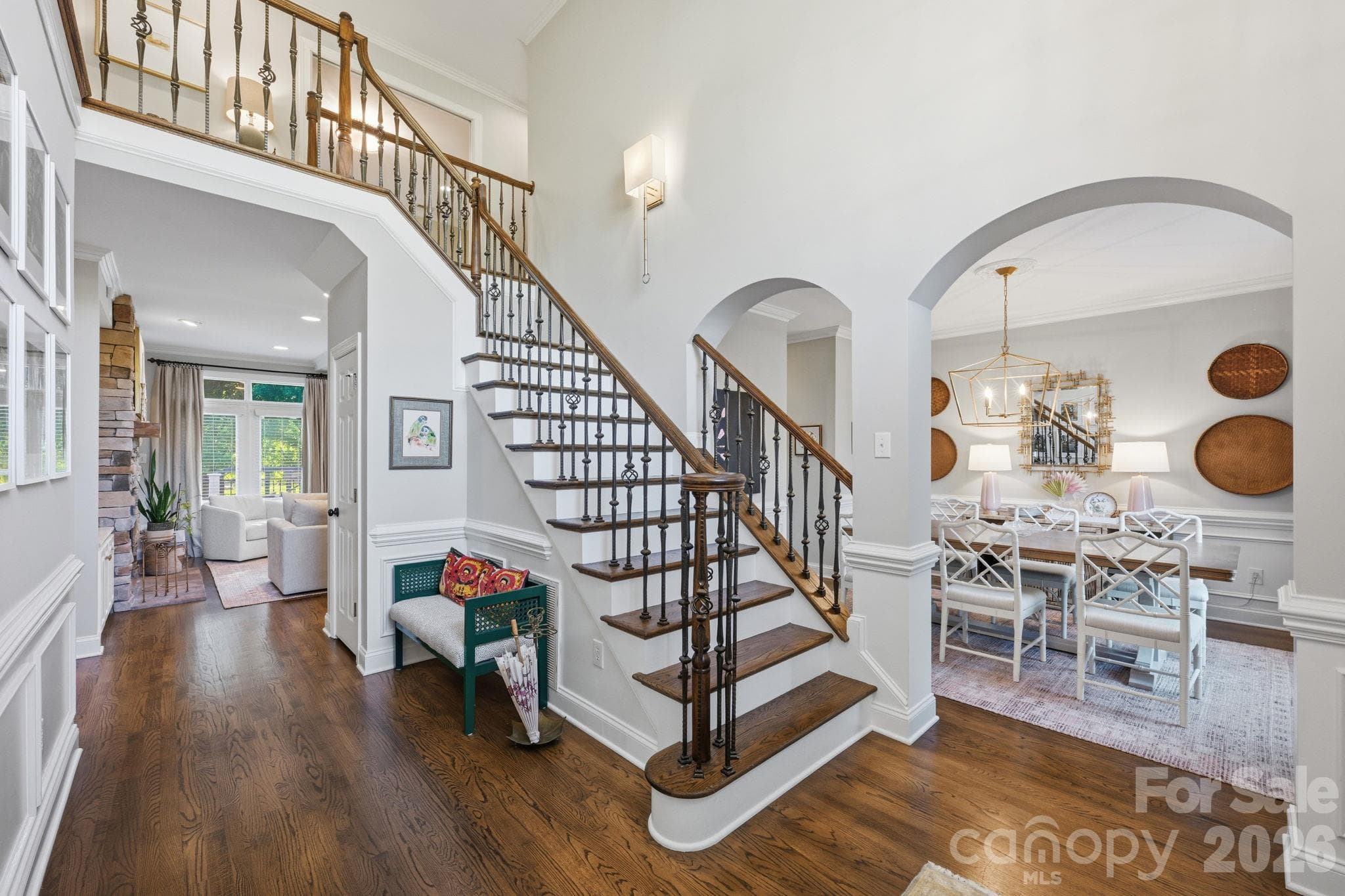 Beautiful Dark Walnut Hardwoods & Matching Stair Treads - 105 Kings Crest Drive, Mooresville