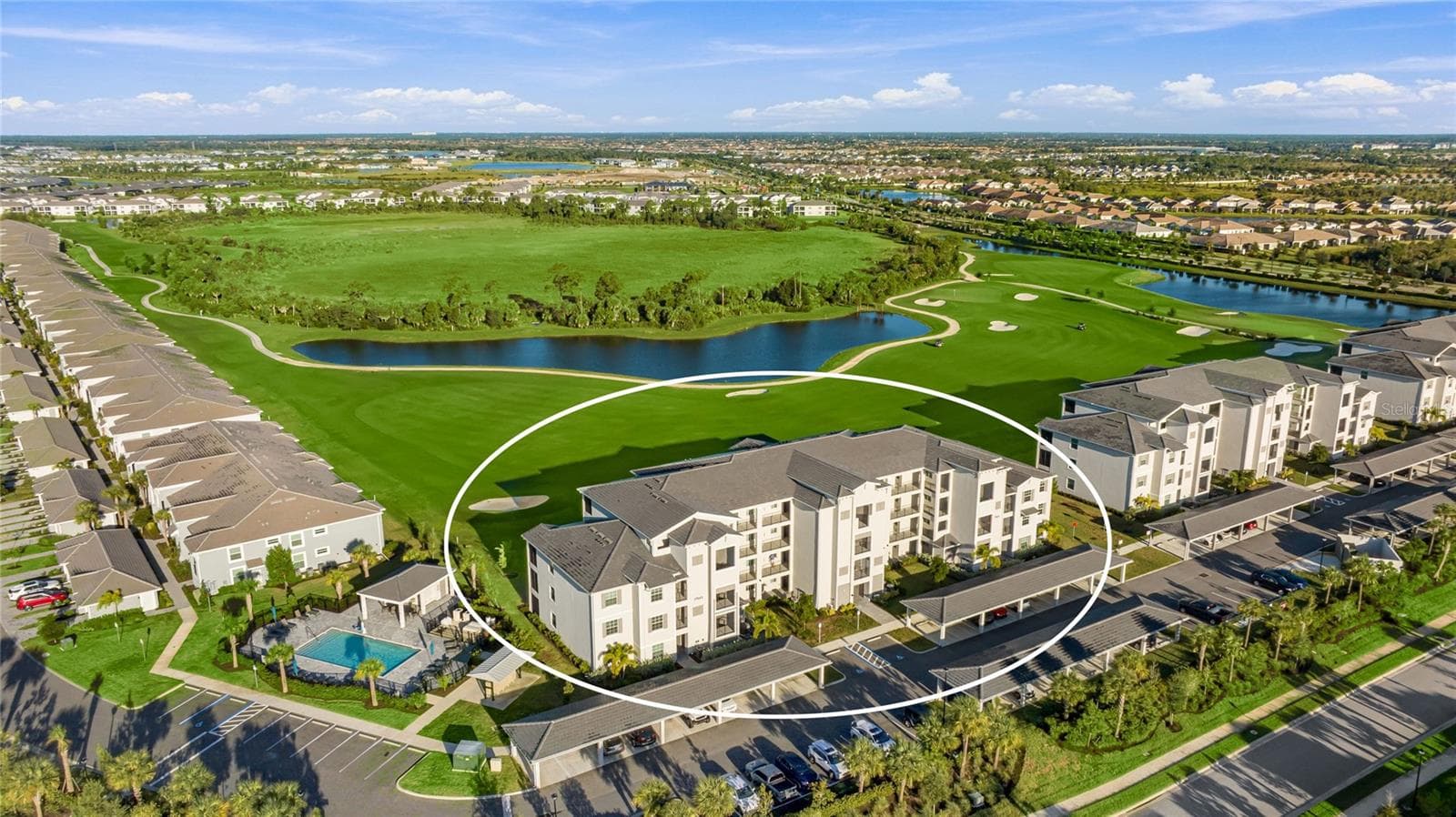 Building 100 right next to the Beautiful private Satellite Pool with stunning Golf Course, water and Preserve View - 17565 OPAL SAND DR #204, VENICE