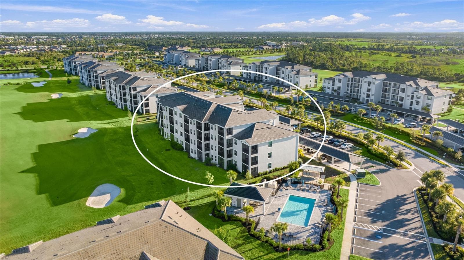Building 100 right next to the Beautiful private Satellite Pool with stunning Golf Course, water and Preserve View - 17565 OPAL SAND DR #204, VENICE