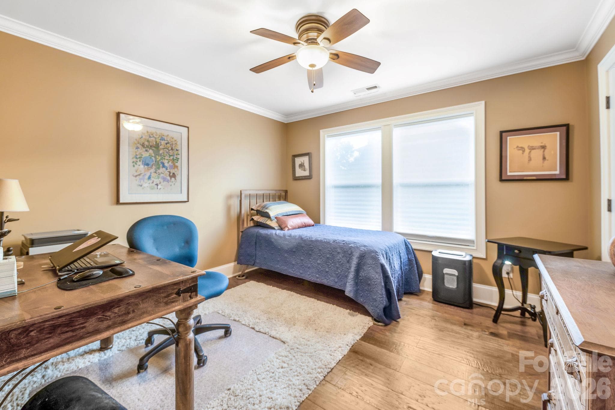 Versatile office or additional bedroom with hardwood flooring - 28 Penley Park Drive, Weaverville