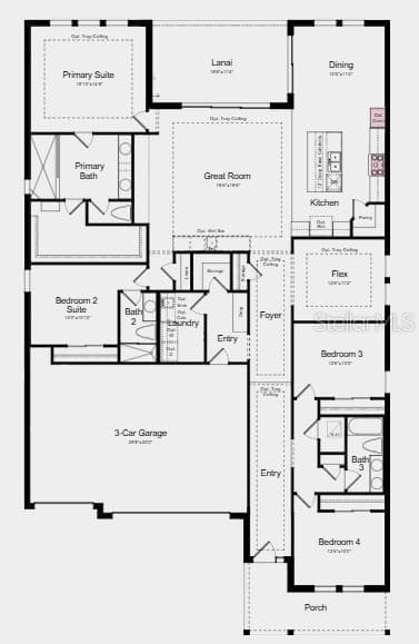 Floor Plan - Additional Highlights Include: tray ceiling package, whole house 8' interior doors, outdoor kitchen rough-in, and prewired for future pool and spa - 11390 BOURBON ROSE CIR, WINTER GARDEN